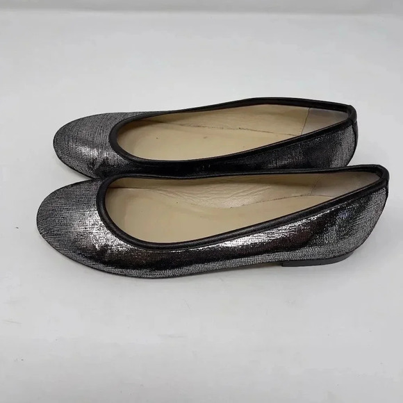 M. Gemi Black Metallic Silver Ballet Flat Shoes - Picture 3 of 5